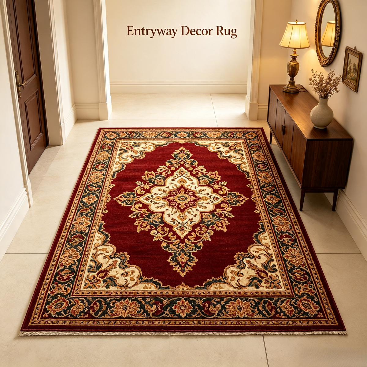 Intoobetter Classic Medallion Area Rug – Vintage Red Decorative Rug for Living Room, Bedroom and Home Styling