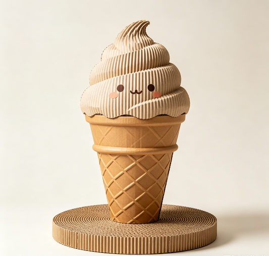 Cartoon Smiley Soft Serve Cat Scratcher, Durable Honeycomb Cardboard Stable Base Cat Toy