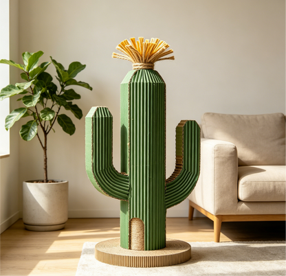 Cactus Cat Scratching Post, Dual-Material Corrugated & Sisal Cat Scratcher