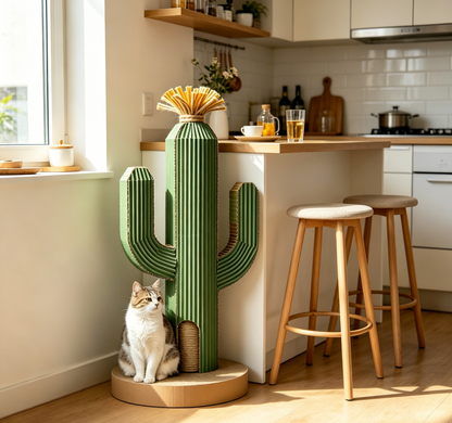 Cactus Cat Scratching Post, Dual-Material Corrugated & Sisal Cat Scratcher