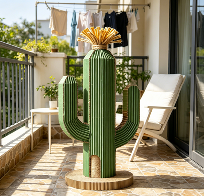 Cactus Cat Scratching Post, Dual-Material Corrugated & Sisal Cat Scratcher