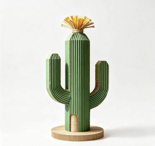 Cactus Cat Scratching Post, Dual-Material Corrugated & Sisal Cat Scratcher