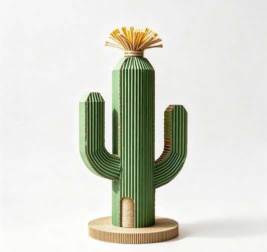 Cactus Cat Scratching Post, Dual-Material Corrugated & Sisal Cat Scratcher