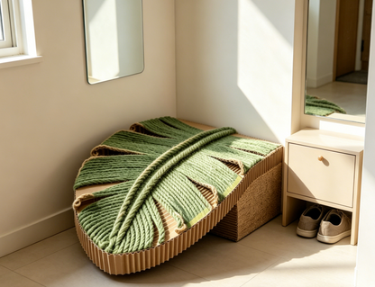 Monstera Leaf Cat Scratcher, Dual-Material Sisal & Corrugated Cat Scratching Pad