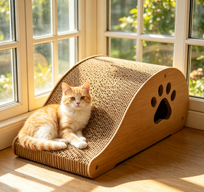 Ergonomic Slope Cat Scratcher, Durable High-Density Cardboard Cat Scratching Board