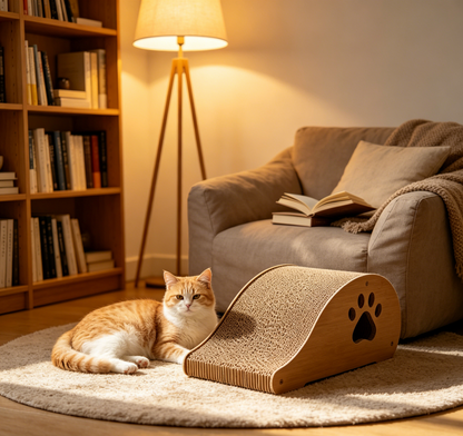 Ergonomic Slope Cat Scratcher, Durable High-Density Cardboard Cat Scratching Board