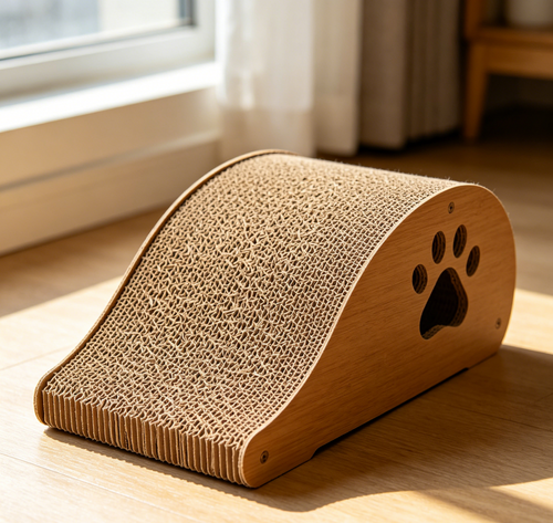 Ergonomic Slope Cat Scratcher, Durable High-Density Cardboard Cat Scratching Board