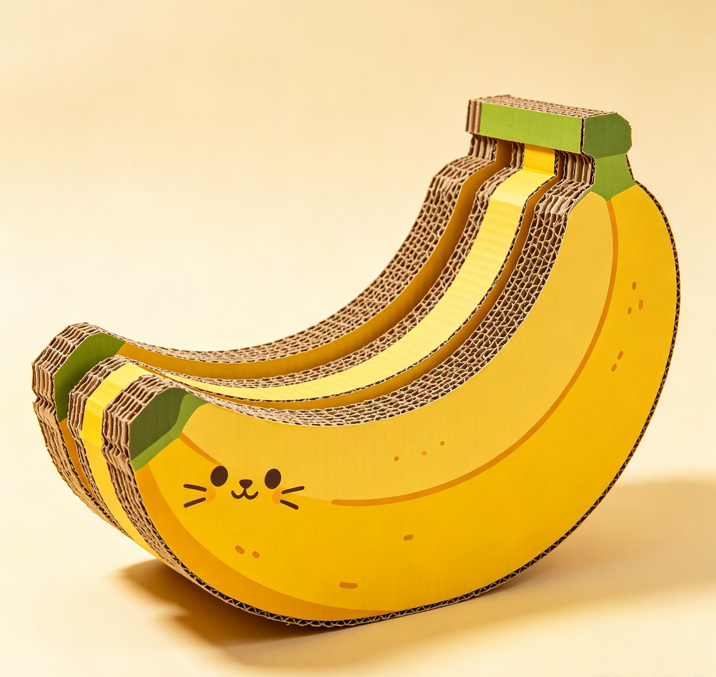 Funny Banana Cat Scratcher, Durable High-Density Cardboard Cat Toy for Indoor Cats