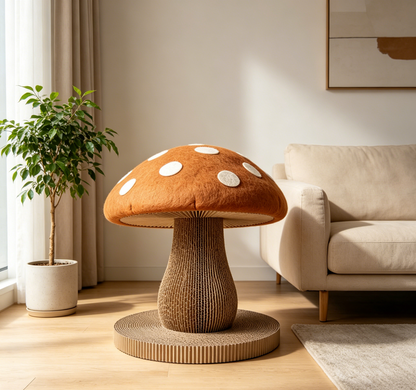 Felt Toadstool Shaped Cat Scratching Post, Corrugated Cardboard Vertical Cat Scratcher