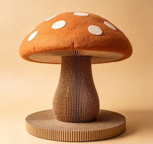 Felt Toadstool Shaped Cat Scratching Post, Corrugated Cardboard Vertical Cat Scratcher