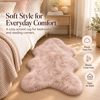 Intoobetter Plush Shag Accent Rug – Blush Pink Irregular Soft-Look Decorative Area Rug
