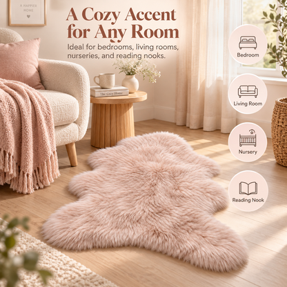 Intoobetter Plush Shag Accent Rug – Blush Pink Irregular Soft-Look Decorative Area Rug