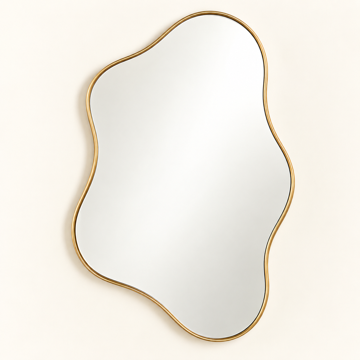 Intoobetter Irregular Wall Mirror – Organic-Shaped Gold-Tone Framed Accent Mirror for Bedroom, Entryway and Living Room
