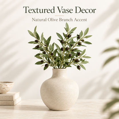 Intoobetter Textured Cream Decorative Vase – Rounded Neutral Accent Vase for Living Room and Home Decor