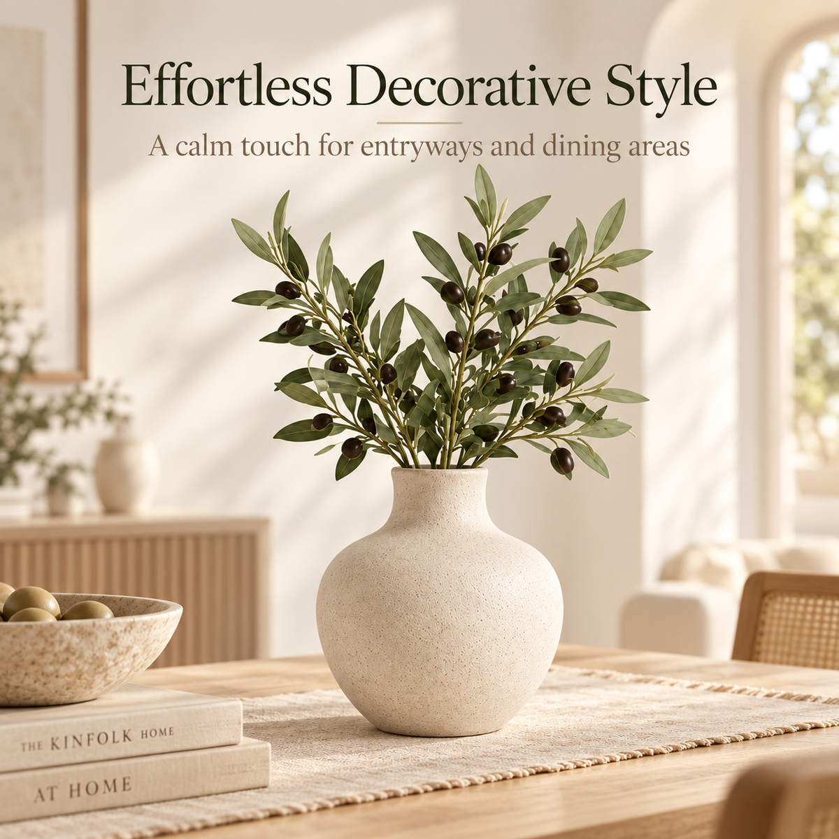 Intoobetter Textured Cream Decorative Vase – Rounded Neutral Accent Vase for Living Room and Home Decor