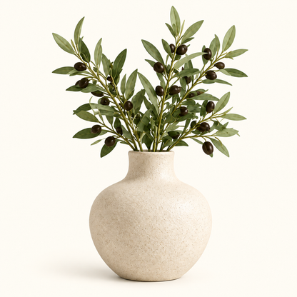 Intoobetter Textured Cream Decorative Vase – Rounded Neutral Accent Vase for Living Room and Home Decor