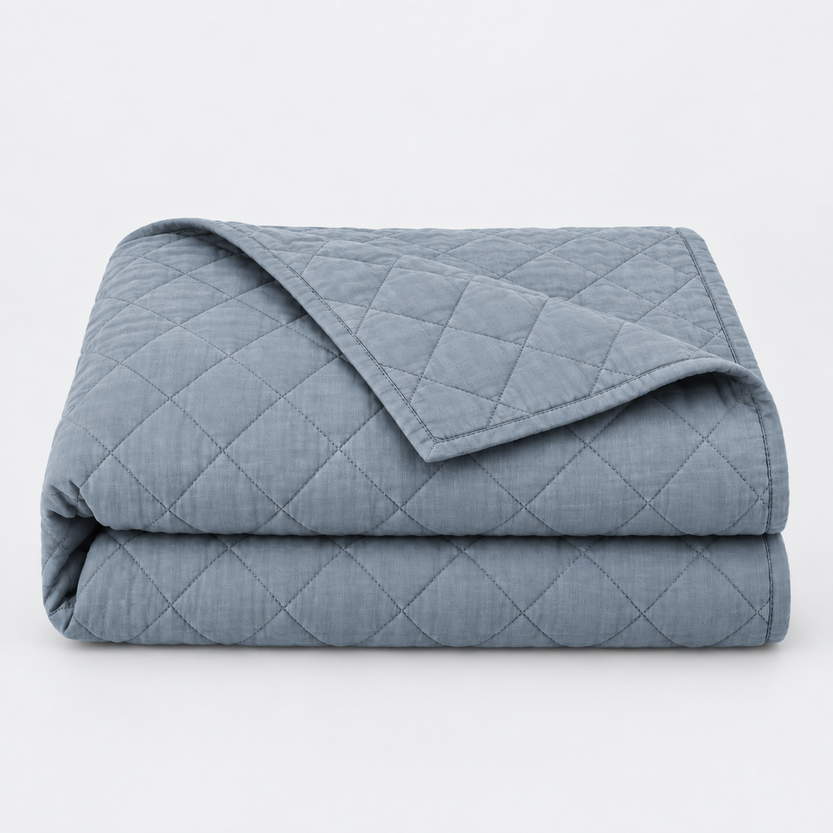 Intoobetter Quilted Bedspread – Dusty Blue Diamond-Stitch Decorative Cover for Bedroom and Home Styling