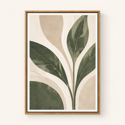 Intoobetter Botanical Framed Wall Art – Green Leaf and Neutral Abstract Decor for Living Room, Bedroom and Entryway