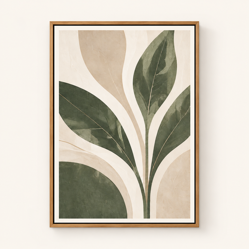 Intoobetter Botanical Framed Wall Art – Green Leaf and Neutral Abstract Decor for Living Room, Bedroom and Entryway