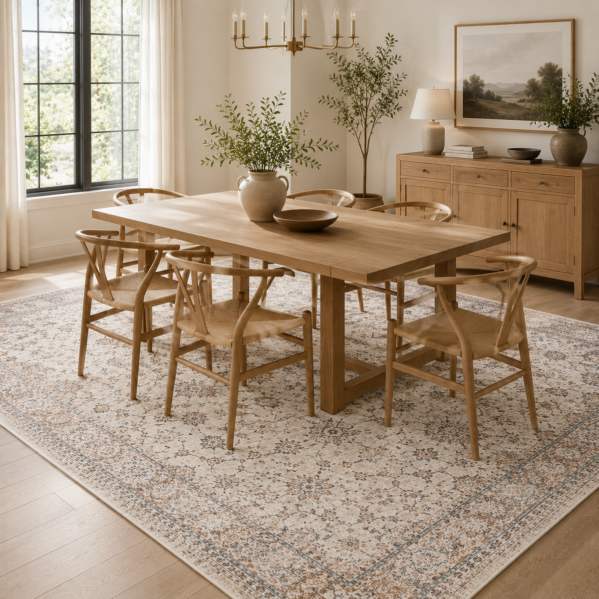 Intoobetter Vintage Floral Area Rug – Soft Neutral Decorative Rug for Nursery, Bedroom and Living Room