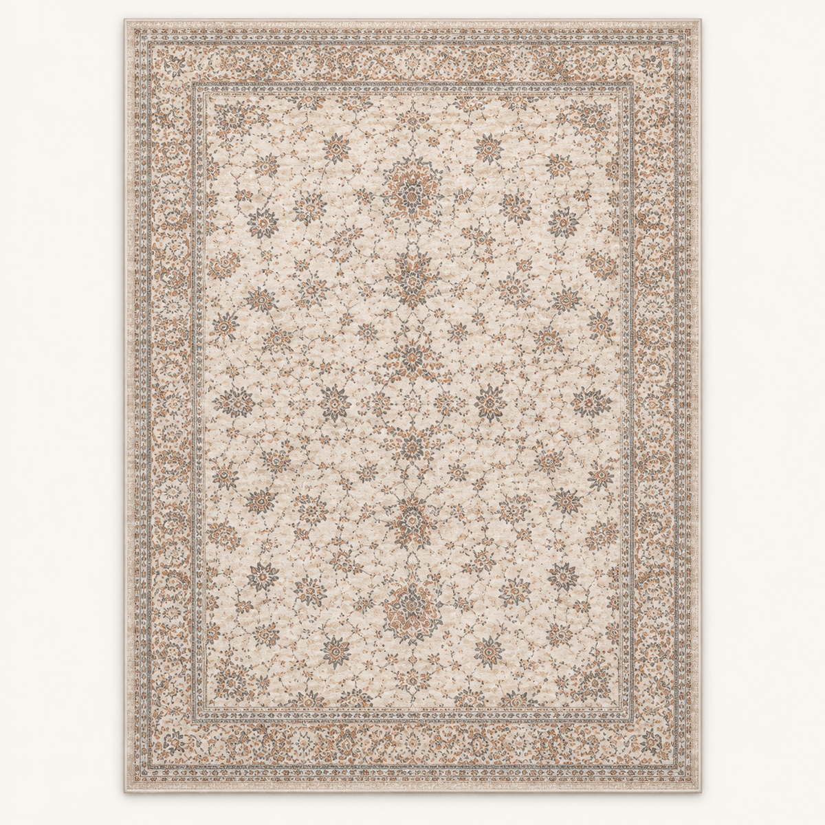 Intoobetter Vintage Floral Area Rug – Soft Neutral Decorative Rug for Nursery, Bedroom and Living Room