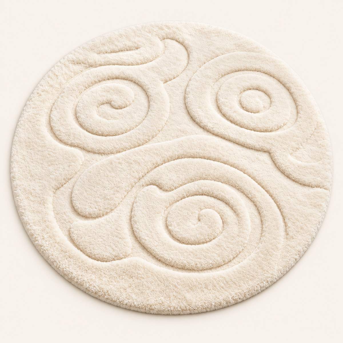 Intoobetter Round Plush Area Rug – Cream Swirl Pattern Accent Rug for Living Room, Bedroom and Cozy Home Styling