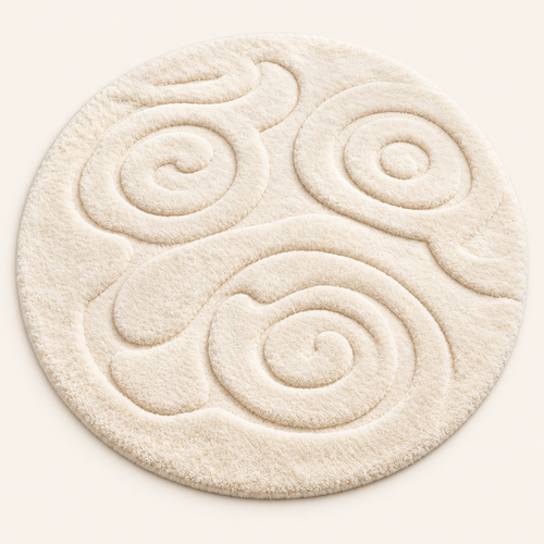 Intoobetter Round Plush Area Rug – Cream Swirl Pattern Accent Rug for Living Room, Bedroom and Cozy Home Styling