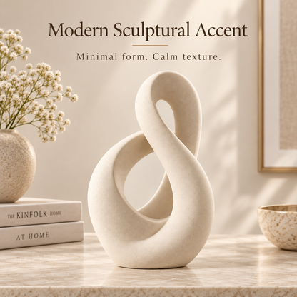 Intoobetter Abstract Loop Decorative Sculpture – Cream-Tone Modern Tabletop Accent for Living Room and Home Decor