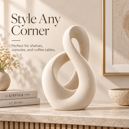 Intoobetter Abstract Loop Decorative Sculpture – Cream-Tone Modern Tabletop Accent for Living Room and Home Decor