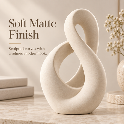 Intoobetter Abstract Loop Decorative Sculpture – Cream-Tone Modern Tabletop Accent for Living Room and Home Decor