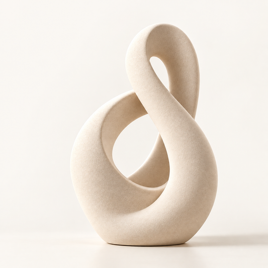 Intoobetter Abstract Loop Decorative Sculpture – Cream-Tone Modern Tabletop Accent for Living Room and Home Decor