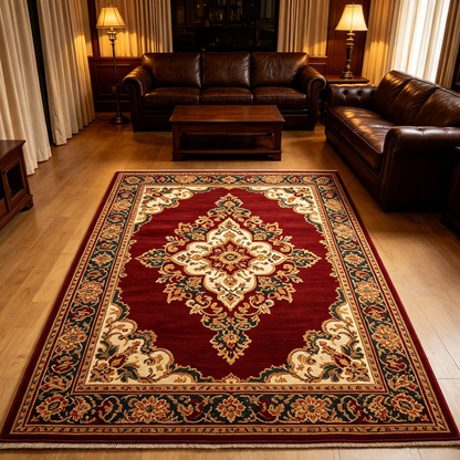 Intoobetter Classic Medallion Area Rug – Vintage Red Decorative Rug for Living Room, Bedroom and Home Styling